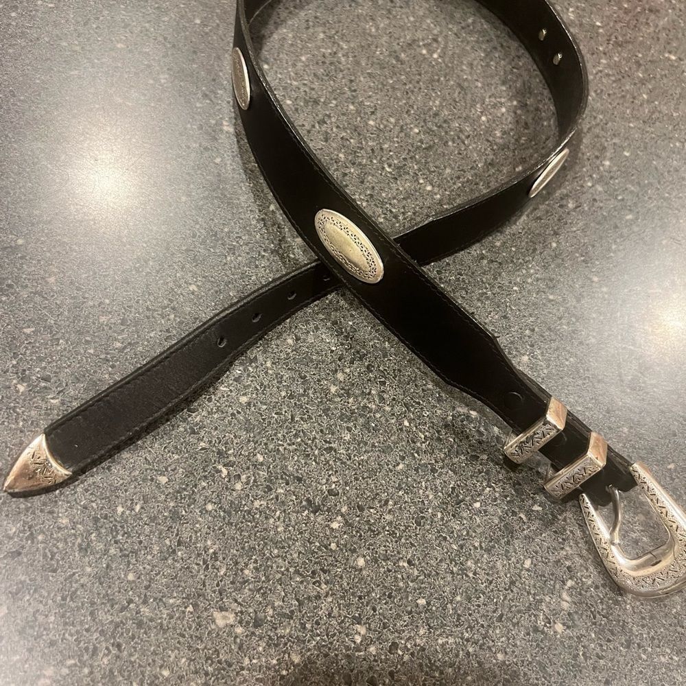 Brighton 39103 Black Leather Belt with Silver Buckle size 34 - Picture 3 of 9